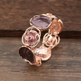Daiiibabyyy  Enamel Colored Oil Rose Bracelet Geometric Hollowing Out Elastic Buckle Elastic Flower Bangle Ethnic Chinese