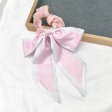 DAIIIBABYYY  -  Printed Bow Hair Rope Elegant Ribbon Ponytail Hair Band For Women Sweet Rubber Band Hair Ring Fashion Headdress Hair Accessories