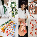 DAIIIBABYYY  -  New Design Women Long Scarf Faux Silk Printing Hair Hand Girls Fashion Handkerchief Shawl Wraps Female Ribbon Scarves Neck Tie