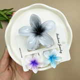 DAIIIBABYYY  -  3Pcs Sweet Colorful Plumeria Flower Shark Clip Hair Claw Bohemian Ponytail Clip Plastic Hairpin Barrette Summer Hair Accessories