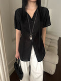 DAIIIBABYYY  -  Sun Protection 2 Piece Sets Women See Through Harajuku Single Breasted Shirt + Streetwear Crop Vest Y2k Aesthetic Outfits Suit