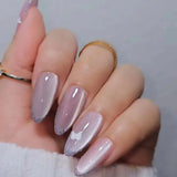 Daiiibabyyy  24Pcs Mid-length Almond Fake Nails with Butterfly Design Full Cover Nails Tips Round Head Wearable Finished Press on False Nails
