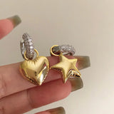 Daiiibabyyy Asymmetric Metal Crystal Pendant Earrings European American Style Personalized Fashion Stud Earrings Ladies Travel Accessories