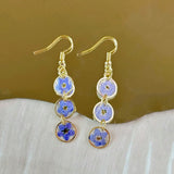 Daiiibabyyy  Blue Forget Me Not Flower Tassel Earrings Handmade Eternal Flower Earring Jewelry Mother's Day Valentine's Day Gifts