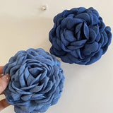 Daiiibabyyy 2024 Fashion Denim Blue Rose Large Hair Claw Clip Headwear Spring Summer Korean Women Oversized Flower Hairpin Hair Accessories