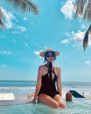 Daiiibabyyy  Fashion Women Summer Hat Wide Brim Beach Hat Ribbon Tie Wheat Straw Hat Outdoorsman Boater Hat Sun Protective Panama