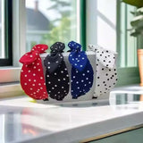 Daiiibabyyy  New Fashion Red Polka Dots Bow Headband for Women Vintage Elegant Wide Ribbon Knotted Hairband Hair Accessories
