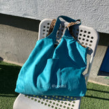 Daiiibabyyy  Double-Sided Wear Suede Shoulder Bag Leopard Print Canvas Tote Casual Unisex Square Bag Open Top Shoulder Bag for Commuting