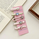 Daiiibabyyy Girls Y2k Hairpins Sweet Rhinestone Pearl Love Side Bangs Hair Clip Female Ladies Barrettes Duckbill Clip Women Hair Accessories