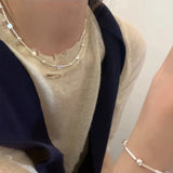 DAIIIBABYYY  -  Bead Geometry Necklace for Women Girl Korean Design Versatile Choker Jewelry Dropship