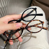 DAIIIBABYYY  -  Small Oval Frame Glasses Women Sweet Anti Blue Light Eyewear Retro Leopard Brand Reading Computer Eyeglasses Decoration