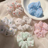 DAIIIBABYYY  -  New Trendy Summer Sunny Polka Dot Scrunchies Women College Student White Rubber Bands Fairy Colorful Ponytail Holder Headwear