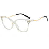 DAIIIBABYYY  -  Blue Light Blocking Glasses TR90 Cat Eye Color Block Metal Frame Clear Lens Computer Glasses Spectacles for Women Oculos