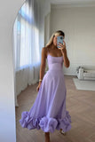 Daiiibabyyy Summer Women's Dress One Word Neck Strapless Sleeveless Dress Black Sexy Slim Backless Black Ruffle Dress