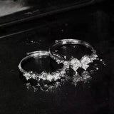 Daiiibabyyy  Fashion Bowknot Zircon Rings for Women Girls Luxury Geometric Metal Open Rings Y2K 2000S Good Friend Jewelry Gifts Accessories