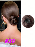 Daiiibabyyy  Adjustable Synthetic Bun Ponytail Wig For Women Magic Bird's Nest Shaped Hair Bun With Circle Elastic Clips Straight Donut Updo
