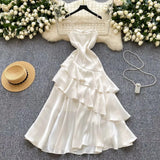 DAIIIBABYYY  -  Elegant Asymmetrical Ruffle Satin Sexy Sleeveless Chic Straps Fashion Slim Fairy Slip Dress French Vacation High Street Clothing