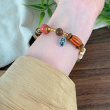 DAIIIBABYYY  -  Natural Stone Bead Blessing Hang Tag Bracelet Chinese Retro Design Light Luxury Exquisite Chinese Style Women Jewelry Gifts