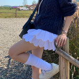 DAIIIBABYYY  -  Kawaii White Mini Skirt Women Japanese Cute Ruffles Ball Gown Skirts Summer Harajuku Korean High Waist A Line Faldas New