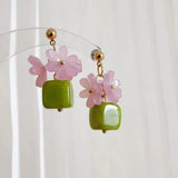 DAIIIBABYYY  -  Trendy Cute Pink Flower Resin Acrylic Plant Pendant Charmss Statement For Women Summer Holiday Party Scene Accessories Jewelry