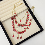 DAIIIBABYYY  -  Palace Feng Shui Drops Pomegranate Red Stacking Necklace Retro Subculture Personalized Clavicle Chain