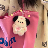 Daiiibabyyy Kawaii Plush Puppy Doll Toys Keychian Cartoon Bag Pendant Charms Car Keyring For Women Girls Birthday Gifts