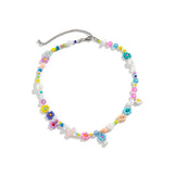 DAIIIBABYYY  -  Korean Baroque Imitation Pearl Cute Flower Beaded Short Collar Necklace Boho Handwoven Beaded Choker Women's Jewelry