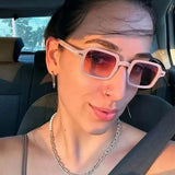 Daiiibabyyy  New Small Rectangle Sunglasses for Women's Trendy Retro Sun Glasses for Men's Cool Essential UV Protective Eyeglasses