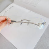 Daiiibabyyy  Korean Style Sunglasses for Women Rectangle Shape Rimless Y2K Hot Sexy Women's Sun Glasses Rhinestone Outdoor Sunglass