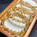 DAIIIBABYYY  -  7/8MM Natural Citrine Bracelet Crystal Stone Beads Strand Bracelet Holiday Christmas Present 1PCS