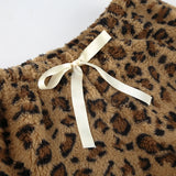 DAIIIBABYYY  -  Brown Leopard Print Casual Pants Autumn Winter Warm Lace-up Low Rise Straight Pants for Women y2k Streetwear Trousers New