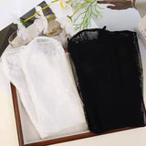 DAIIIBABYYY  -  2pairs Women Sexy Lace Flower Fashion Ultra-thin Transparent Summer Japan Style Hollow Mesh Crew Socks Harajuku Retro Long Socks