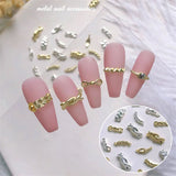 Daiiibabyyy 20Pcs Irregular Alloy Nail Art Decorations Gold Silver 3D Nail Chain DIY Manicure INS Japanese Nail Art Jewelry Accessories