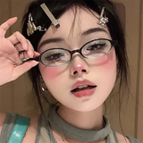 DAIIIBABYYY  -  Y2K Small Oval Frame Glasses Women Retro Eyewear Decorative Plastic Computer Reading Eyeglasses Blue Light Blocking Glasses