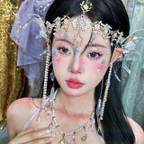 Daiiibabyyy  Crystal Fringe Elf HairBands for Women Temperament Charms Bride Hair Crown Wedding Party Female Hair Accessories Gift