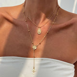 Daiiibabyyy  Cross Colorful Crystal Necklaces For Women Simple Gold Silver Color Y-Shaped Pendant Necklace Set New Christian Jewelry