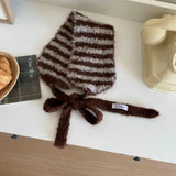 DAIIIBABYYY  -  Ins Personality Contrasting Stripes Knitted Straps Earmuffs for Women Autumn and Winter Travel Versatile Warm Casual Hairdband