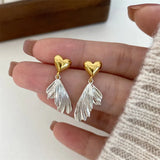 DAIIIBABYYY  -  Fashion Gold Silver Color Metal Fish Tail Drop Earrings for Women Heart Love Geometric Irregular Vintage Simple Earrigns Jewelry