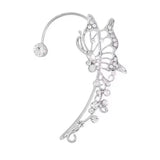 Daiiibabyyy  Sparkling Crystal Elf Butterfly Ear Cuff Without Piercing Clip Earrings Elegant Ear Clip For Women Exquisite Ear Cuff