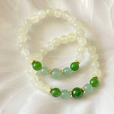 DAIIIBABYYY  - One Piece Fashion Exquisite Health Lovers Couple Geometry Natural Stone Green Colour Beaded Bracelet Woman Party Gift Daily