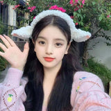 Daiiibabyyy Plush Bell Sheep Ears Hairbands Cute Headbands Barrettes Kawaii Tiaras Cosplay Hair Jewelry Hair Accessories for Women Gifts