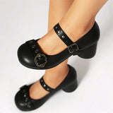 DAIIIBABYYY  -  Fashionable high heels women's Mary Jane  Shoes Buckle decoration Sweet  Single Shoes JK uniform Shoes Large size 48