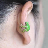 Daiiibabyyy  Personality Fashion Funny Creative Frog Ear Clip Earrings for Women Cute Animal Ear Studs Without Pierced Ear Bone Clip Party