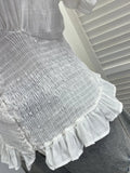 Daiiibabyyy  Hollow Out Solid Y2k V Neck Short Sleeve Single Breasted Lace-up Slim Women Shirt
