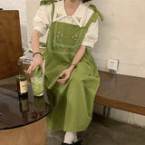 DAIIIBABYYY  -  Korean Version Minimalist Sweet Short Sleeved Top Slip Dress Printed and Embroidered Lace for Women's Long Skirts Dress