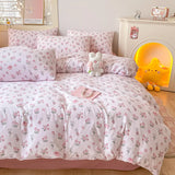DAIIIBABYYY  -  A-class mother and baby cartoon washed cotton four piece set for bed, ins style bed sheets, duvet covers, dormitory duvet