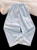 DAIIIBABYYY  -  Sweet Bow Striped Pants Women High Waist Korean Casual Wide Leg Trousers Elegant Fashion Loose Cute Female Spring Pants New