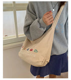 Daiiibabyyy  Fashion Preppy Letter Embroidery Shoulder Bag Vintage Y2k Aesthetic Kawaii Women's Handbags Casual All Match Ins Crossbody Bags