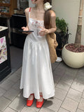Daiiibabyyy  Sweet Summer Flower Embroidery Dresses Women's Clothing Temperament Robe Femme Tunic Pleated Maxi Dress Vestidos De Mujer