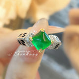 Daiiibabyyy  Retro Luxury Designer Jewelry Leopard Design Silver Color Rings Inlaid Sugar Tower Green Cubic Zirconia Ring For Women